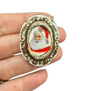 Vintage Jewelry Santa Claus Brooch Porcelain Christmas Pin Jewelry